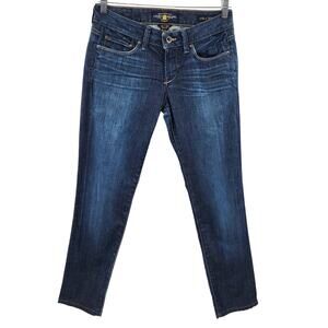 Lucky Brand Lola Skinny Jeans Dark Blue Wash Zipper Button Fly Women's Size 4